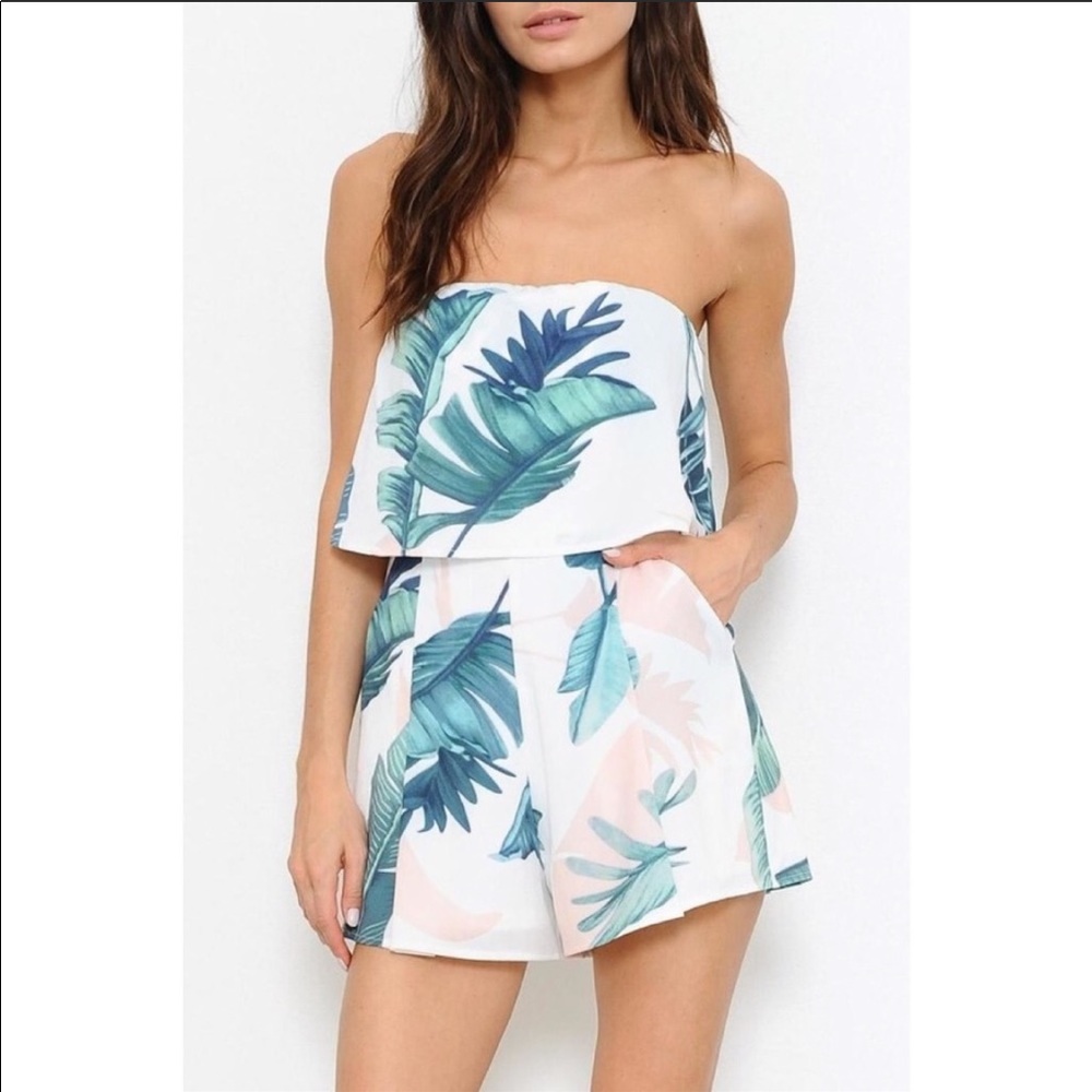 Palm Leaf Printed Romper